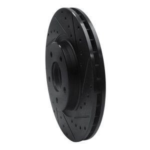 Jaguar XKR Brake Rotor (1) - Front Right - R1 Concepts - Drilled & Slotted - Black - `98-`06